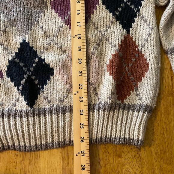 Vintage Midnight Blues Women's Argyle Turtleneck Sweater Large Knitted by Hand - Picture 10 of 10